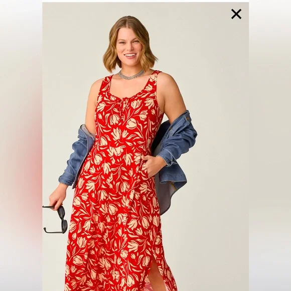 Cabi Dresses | Red and Cream Maxi Sleeveless Dress | Color: Cream/Red | Size: Xs | Krisdugas's Closet